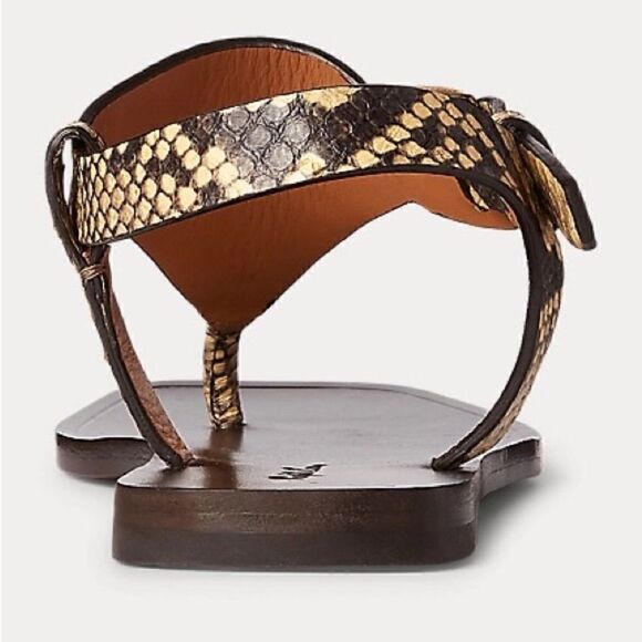 Ralph Lauren Pre-Fall ‘21 Wellington Collection Delancie Snakeskin Thong Sandal - Picture 9 of 17